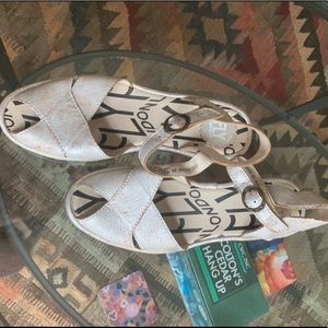 Fly London White and Gold Sandals